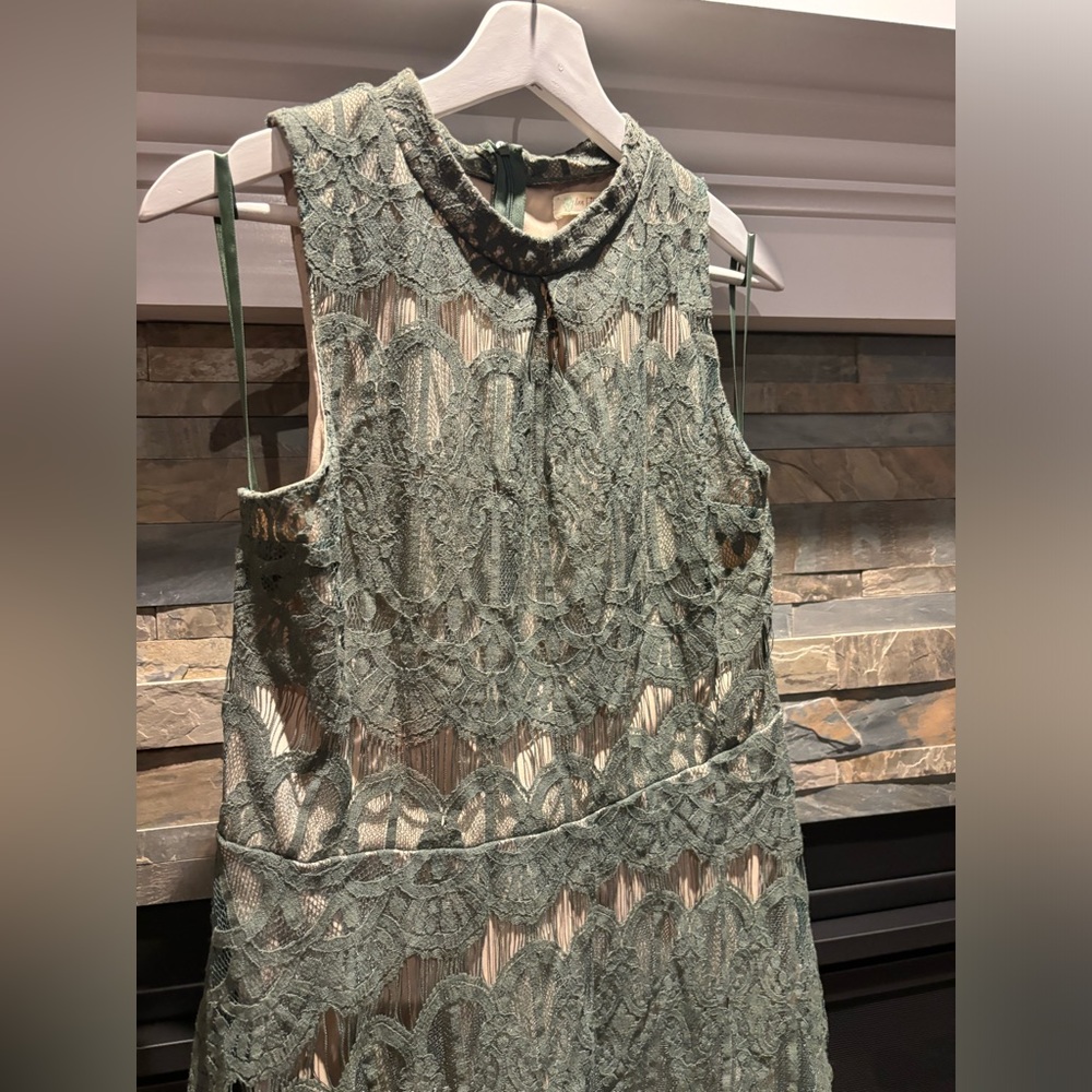 Love Fire | Green and Cream Mesh Dress | Size XL
